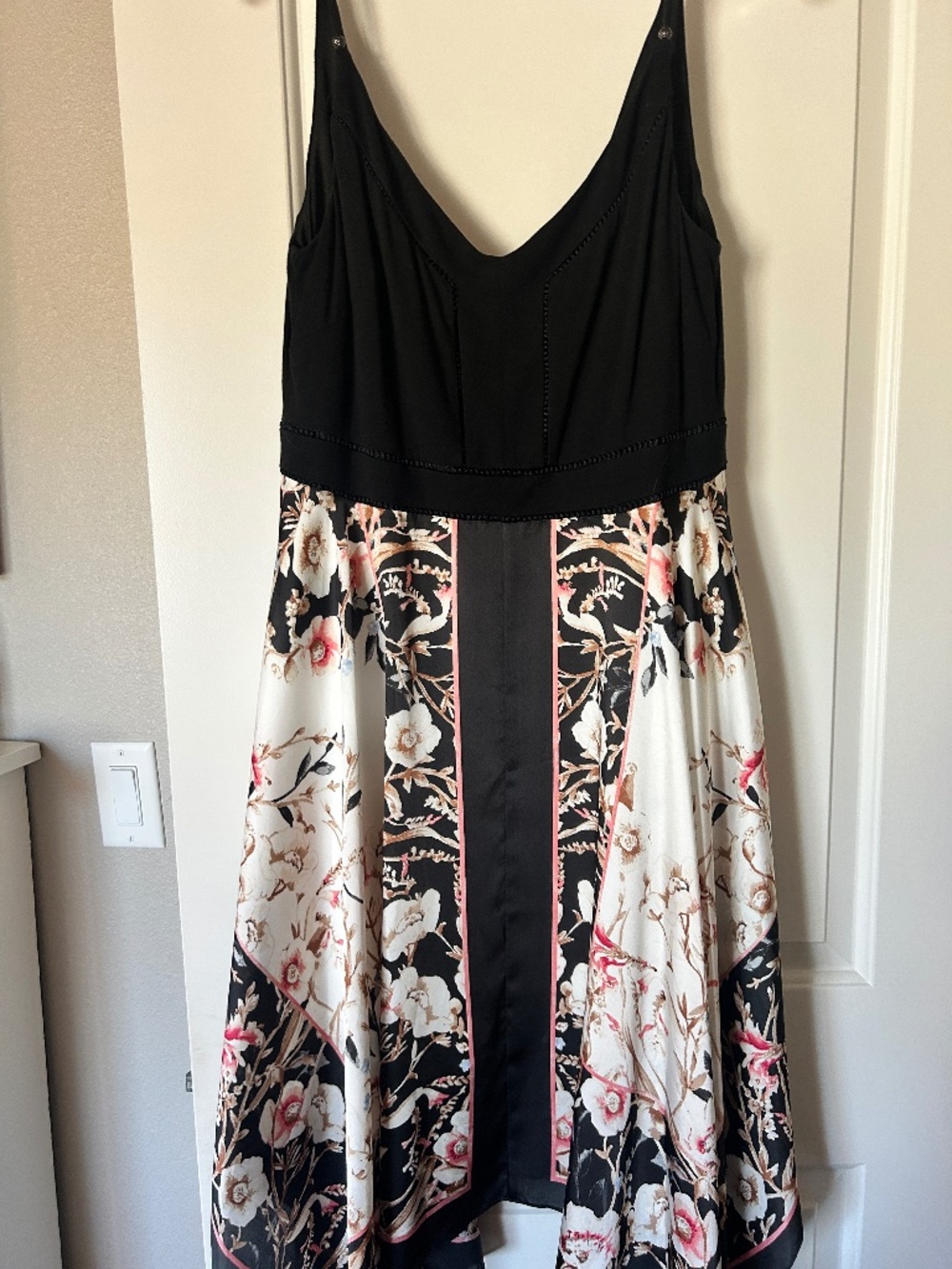 White house black market silky floral dress